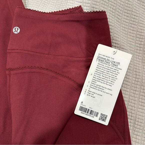 NWT 4 LULULEMON Groove No Line HR Flare Pant Burgundy Bay Heart Cutout 32.5” - Picture 4 of 11
